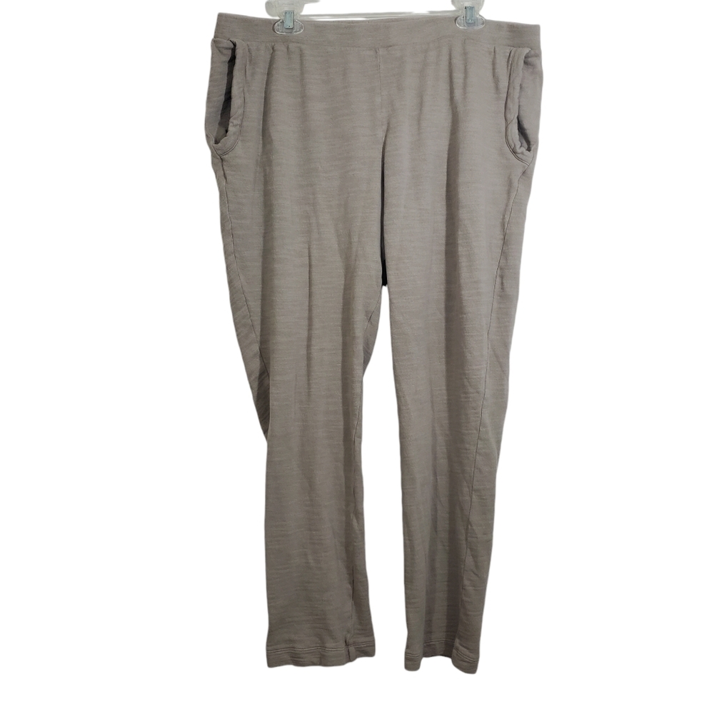 J. Jill Pure Cotton Pants Pull On Beige Tan Comfy Lounge Casual Neutral Large